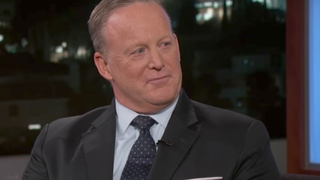 Sean Spicer goes on <i>Kimmel Live!</i> to defend Donald Trump, the guy who fired him<em></em>